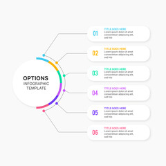 Six 6 Steps Options Circle Infographic Template Design
