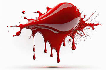 Blood blob with splatter and stains isolated on white background. AI Generative