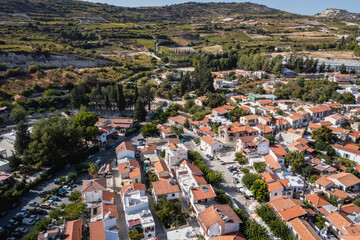Fototapeta na wymiar Aerial view of Omodos town in Troodos Mountains in Cyprus island country