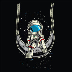 Obraz premium Cute Astronaut In The Moon