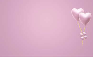balloons pink heart pink background for love day valentine 3d illustration design