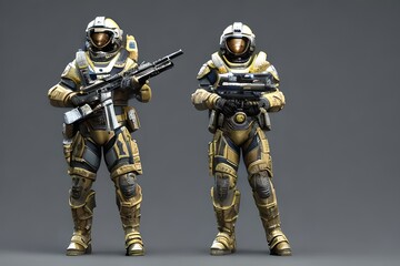 Space soldier in astronaut suit 3D concept AI Generated