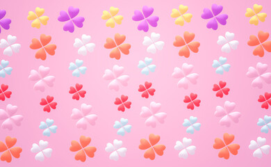 background Flower heart 3d  multi color for love day valentine's day texture design illustration pink background