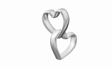 Obraz premium metal heart ring white loop white background 3d symbol illustration valentines day for text in day of love very romantic