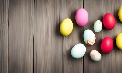 oeufs de paques sur table en bois