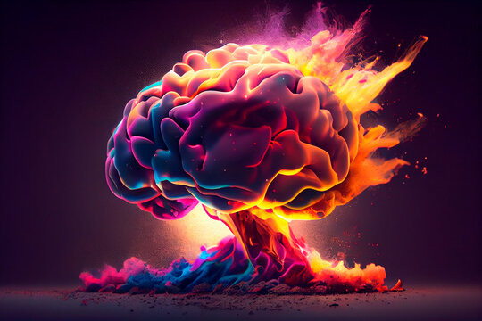 Concept art of a human brain exploding with knowledge and creativity. generative ai