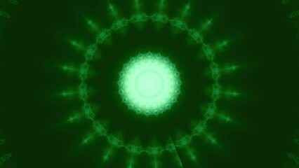 Green circular kaleidoscopic gradient background