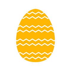Yellow easter egg with wide and narrow zigzags. Vector illustration