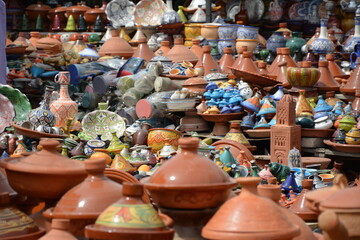tajine / tagine  - a market full of variety needed for cooking - Marocco