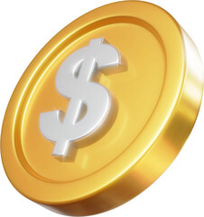 Golden dollar coin 3d render illustration