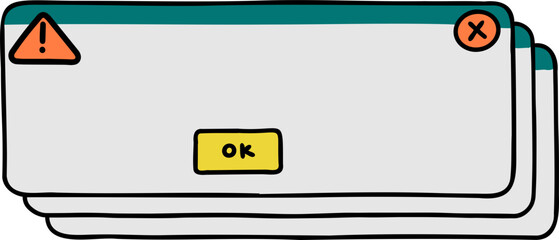 Handdrawn User Interface Warning Pop Ups Tab