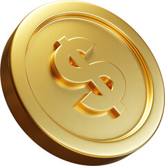 Golden dollar coin 3d render illustration