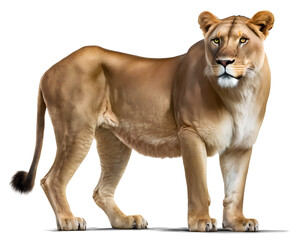 Obraz premium Female lion, transparent background. Generative AI