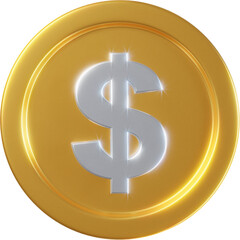 Golden dollar coin 3d render illustration