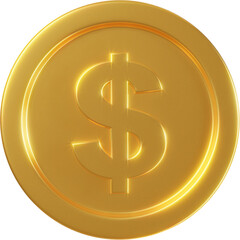 Golden dollar coin 3d render illustration