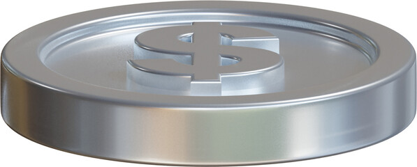 Silver dollar coin 3d render illustration