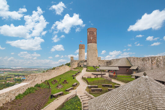 Ruins of medieval castle in Checiny, Poland. Checiny Royal Castle was built in the late 13th century in Checiny, Poland. 