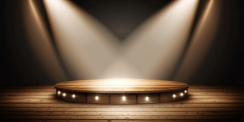 Empty wooden stage background for graphic design
