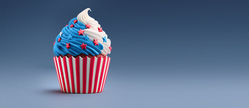 4th of July Cupcake Banner with Room for Copy (Created with Generative AI)