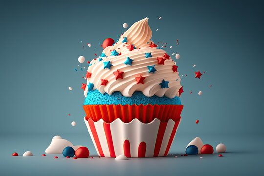 4th of July Cupcake (Created with Generative AI)
