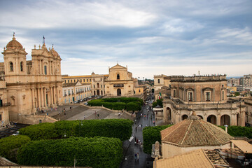 At Noto, Italy, On 08- 01-22, The Cathedral of Saint Nicholas viewed from thetower bell of San Carlo Borromeo