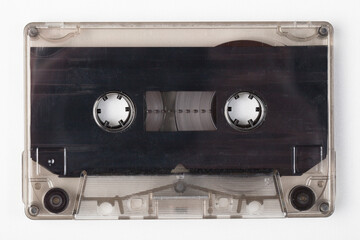 A cassette with an audio recording.Old audio cassettes.