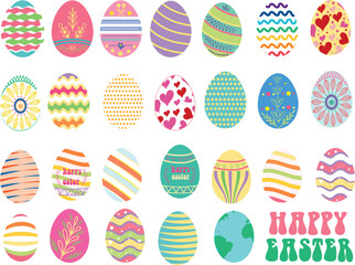 Colored  Easter egg Vector icons . Decoration patterns vector illustration