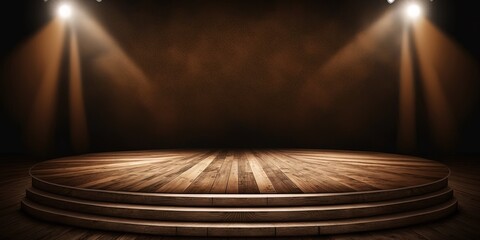 Empty wooden stage background for graphic design