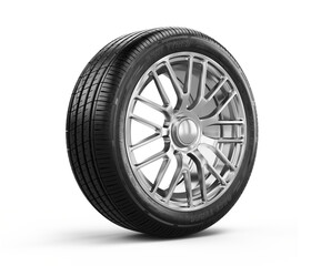 Obraz premium Car wheels isolated on a white background - 3d rendering