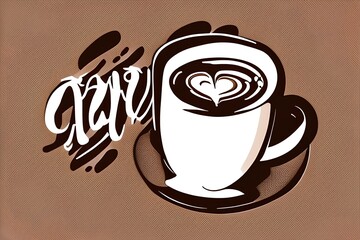 Doodle vector illustration with coffee cup. Isolated on white background - generative ai