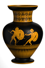 Antique ancient greek wine vase with meander pattern and ornament isolated on white background. 3d...
