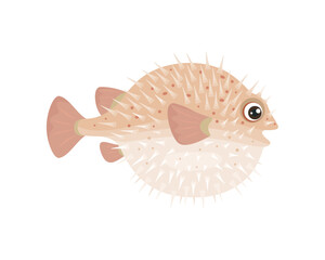 Hedgehog fish isolated. Cute sea animal. Vector cartoon simple illustration. © Iv85
