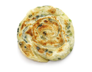 Homemade Chinese green onion pancakes. The inside is layered.