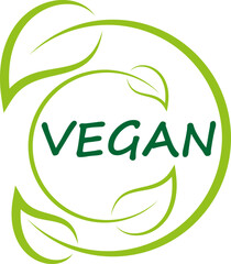 Vegetarisches Symbol mit Blättern, Vegan Logo