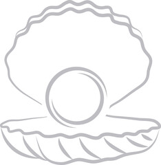 Offene Muschel und Perle Logo, Muschel und Reisen Icon