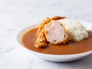 Fried Shrimp, Pork cutlet and Curry