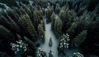 Aerial view of The Tundra Forest-Drone shot of a forest-Generative AI