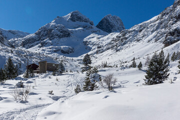 Winter view of Rila Mountain near Malyovitsa peak, Bulgaria