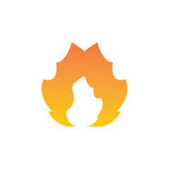 Fire, flame. Red flames in abstract style on a white background. Flat fire. Modern art isolated graphic. Fire sign. Vector Illustration