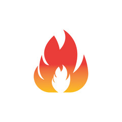 Fire, flame. Red flames in abstract style on a white background. Flat fire. Modern art isolated graphic. Fire sign. Vector Illustration