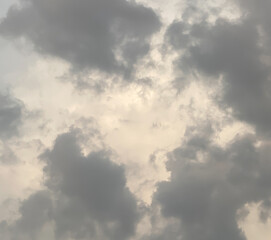 Fototapeta premium Sky and fluffy cloud scenery in the morning is incredibly calming to start the day,sky and fluffy white cloud made me feel relaxed,sky and fluffy cloud scenery take a majestic and breathtaking beauty