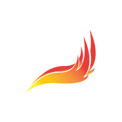 Fire, flame. Red flames in abstract style on a white background. Flat fire. Modern art isolated graphic. Fire sign. Vector Illustration