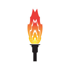 Torch icon vector illustration isolated on white background. Fire. Olympic games symbol. Flaming numbers.