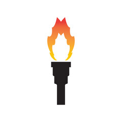 Torch icon vector illustration isolated on white background. Fire. Olympic games symbol. Flaming numbers.