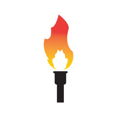 Torch icon vector illustration isolated on white background. Fire. Olympic games symbol. Flaming numbers.