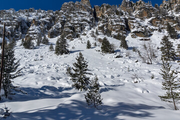 Winter view of Rila Mountain near Malyovitsa peak, Bulgaria