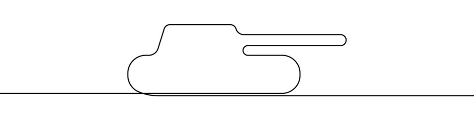 Tank icon line continuous drawing vector. One line Tank icon vector background. Tank icon. Continuous outline of a Tank icon.