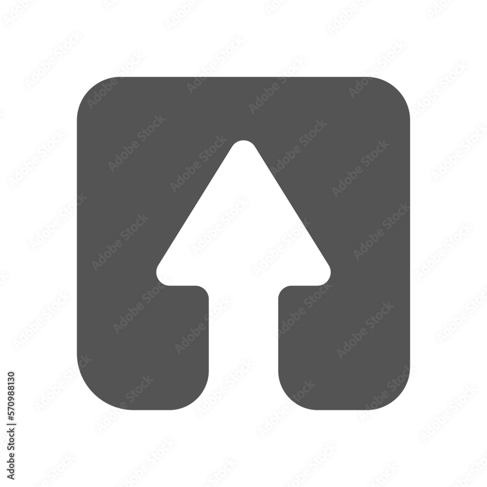 Poster white arrow in a square pointing up vector. white arrow in gray square vector. white arrow and gray 