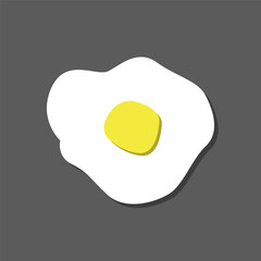 Egg vector. Egg breakfast vector icon on gray background. Fried egg vector. Broken chicken egg vector.