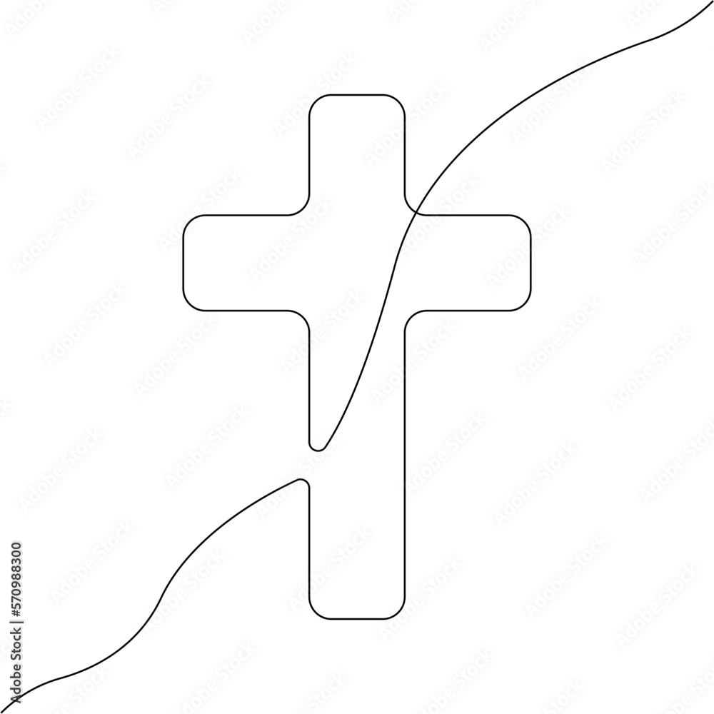 Poster cross icon line continuous drawing vector. one line faithfull cross icon vector background. cross ic